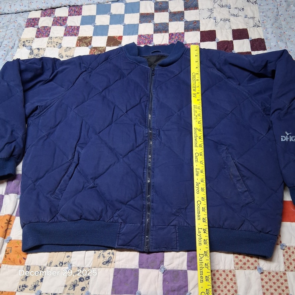 Vintage Dutch Harbor Gear DHG Down Quilted Puffer Jacket Size XL Blue - Picture 4 of 10